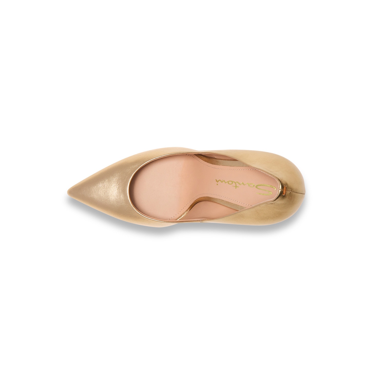Women's gold laminated leather high-heel pump - 4