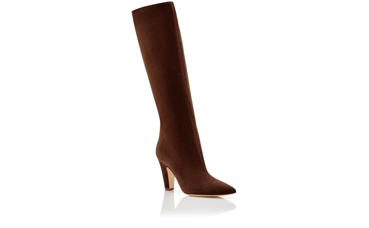 Brown Suede Knee High Boots - 3