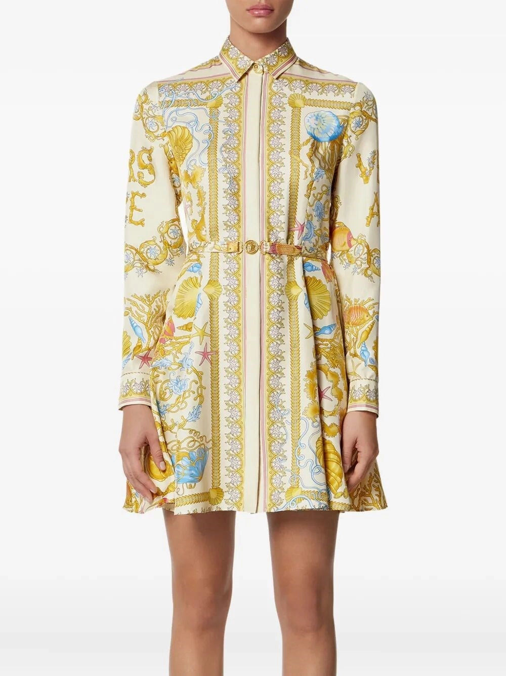 Versace Women Dress `Underwater Barocco Foulard` On Silk Twill - 5