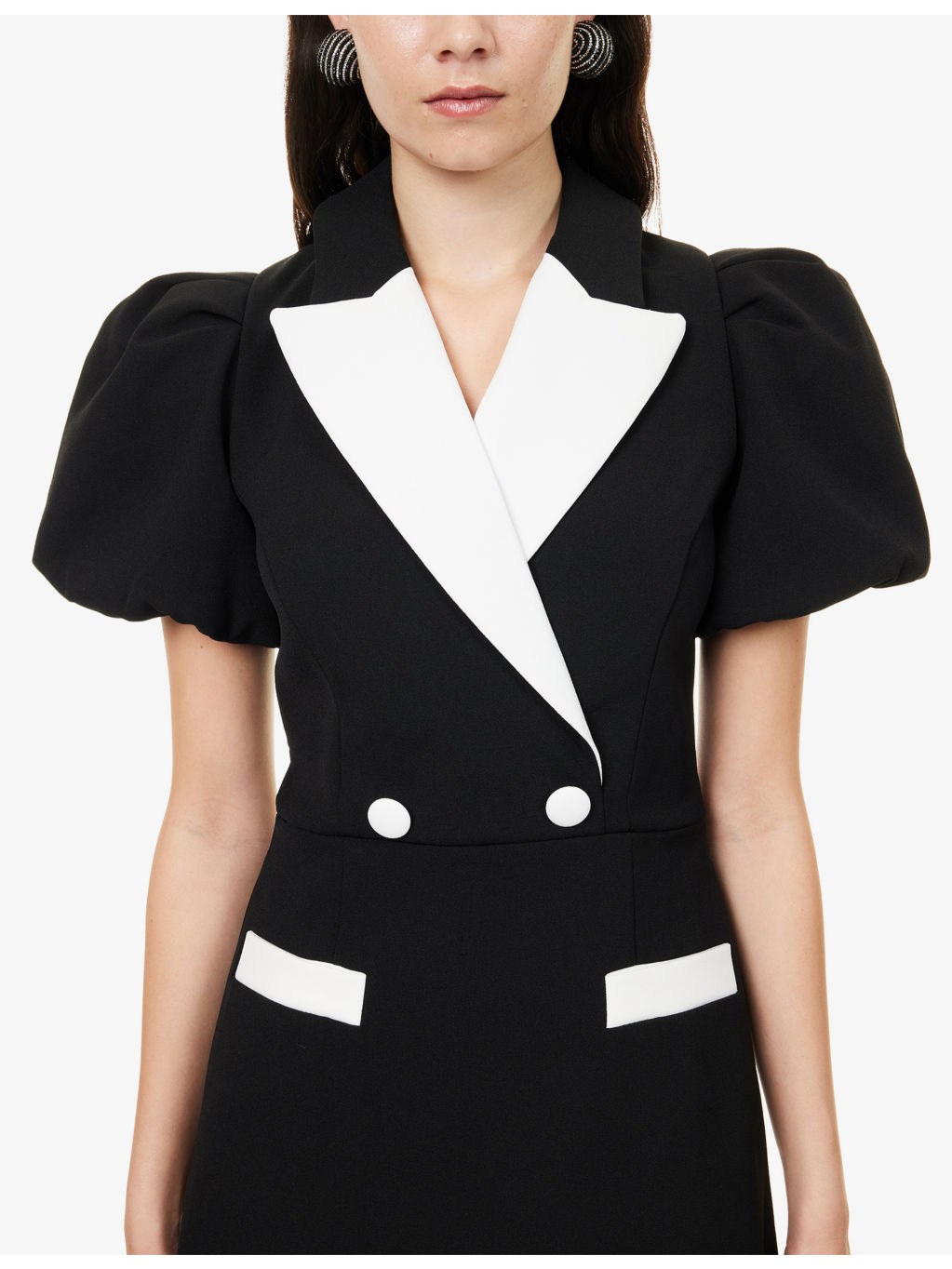 Emma Puffed-Sleeves Stretch-Woven Mini Dress - 5