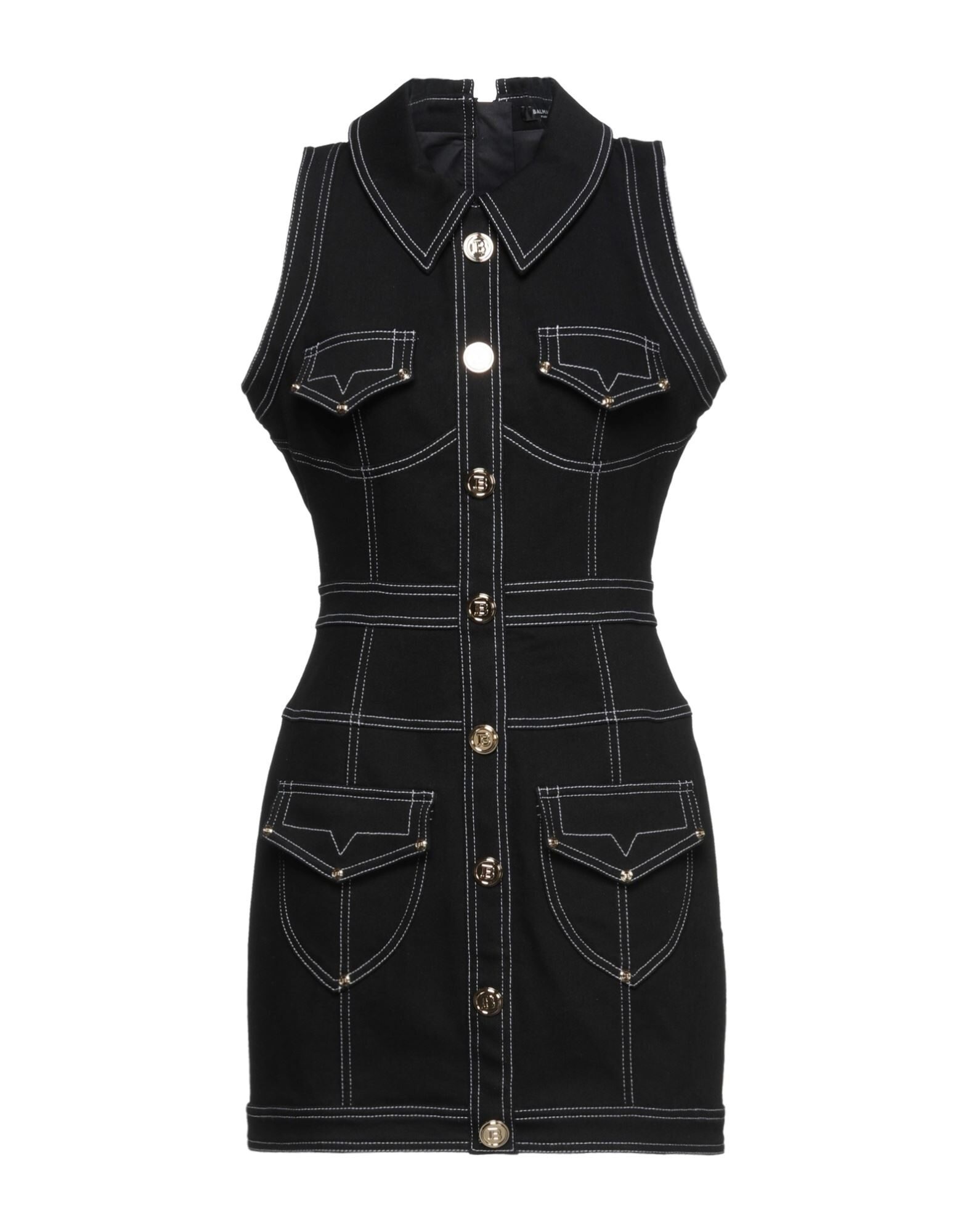 Balmain Black Women's Denim Dress yoox REVERSIBLE - Main Image