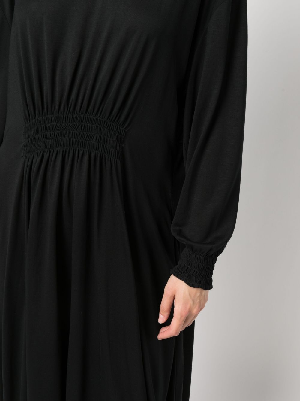 smocked-panel detail midi dress - 5