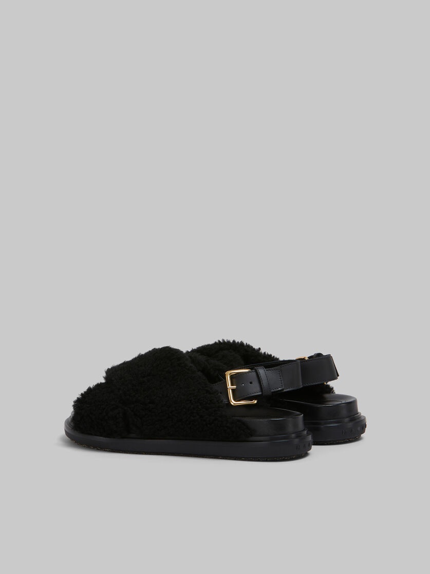 BLACK CURLY SHEARLING FUSSBETT SLIDE - 3