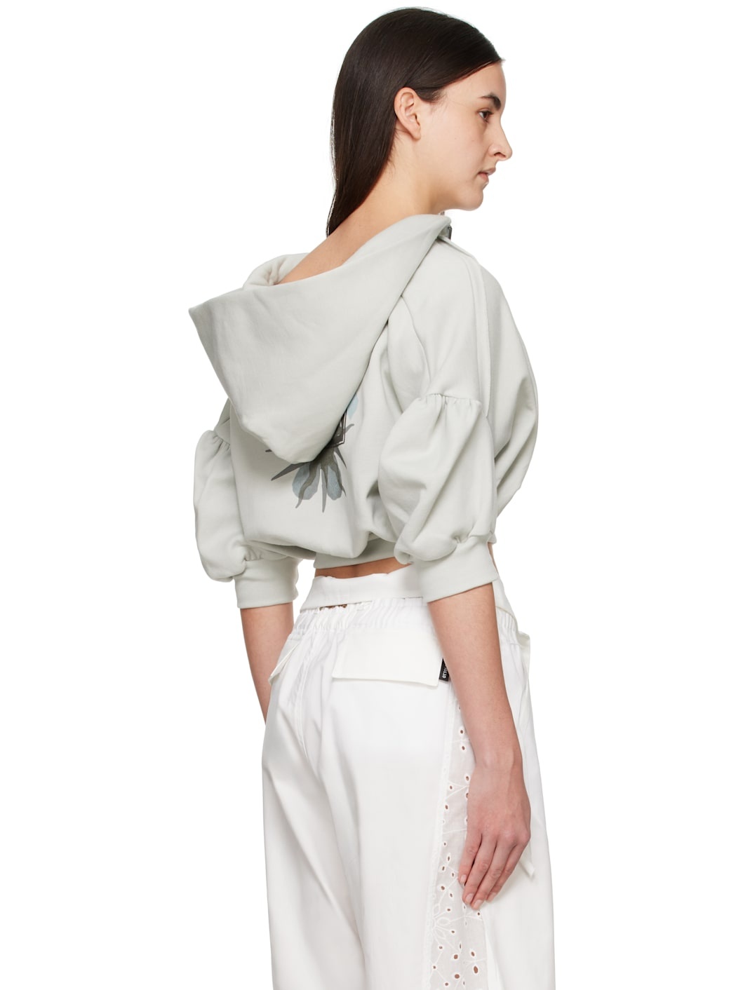 Gray Cropped Short Sleeve Hoodie - 3