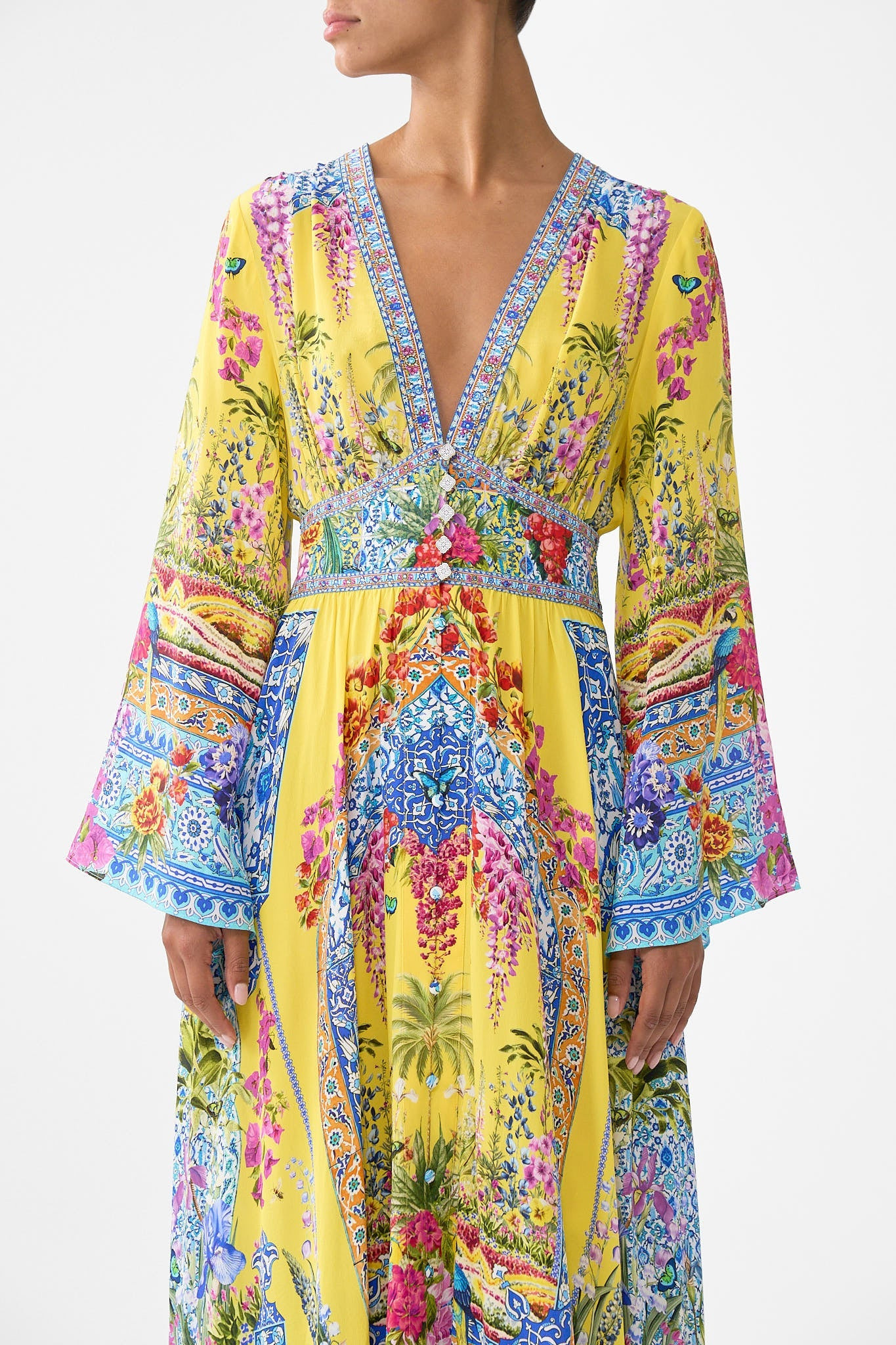 KIMONO SLEEVE DRESS WITH SHIRRING DETAIL - 6