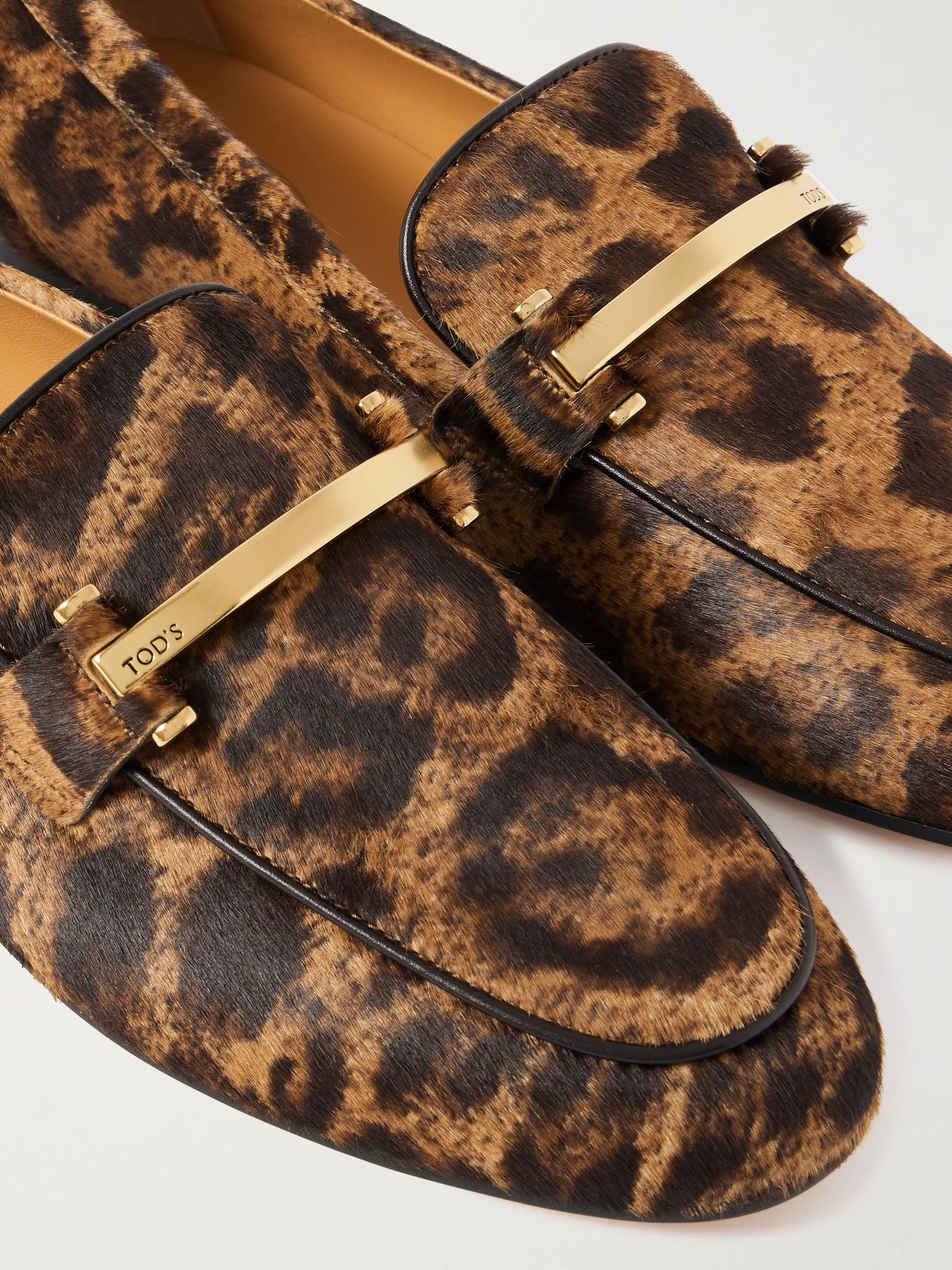 Embellished leopard-print calf hair loafers Leopard print - 4