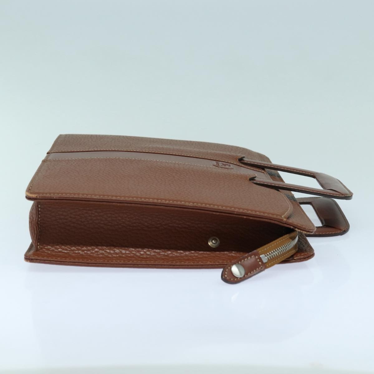 Burberry Hand Bag Leather Bordeaux Silver - 4
