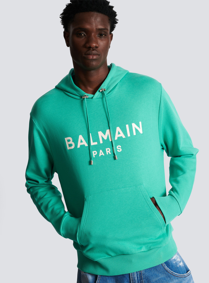Cotton printed Balmain logo hoodie 6