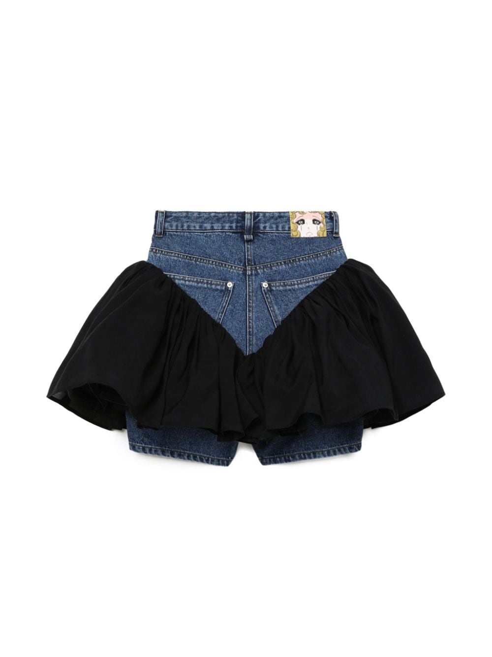 ruffled-panel denim shorts - 6