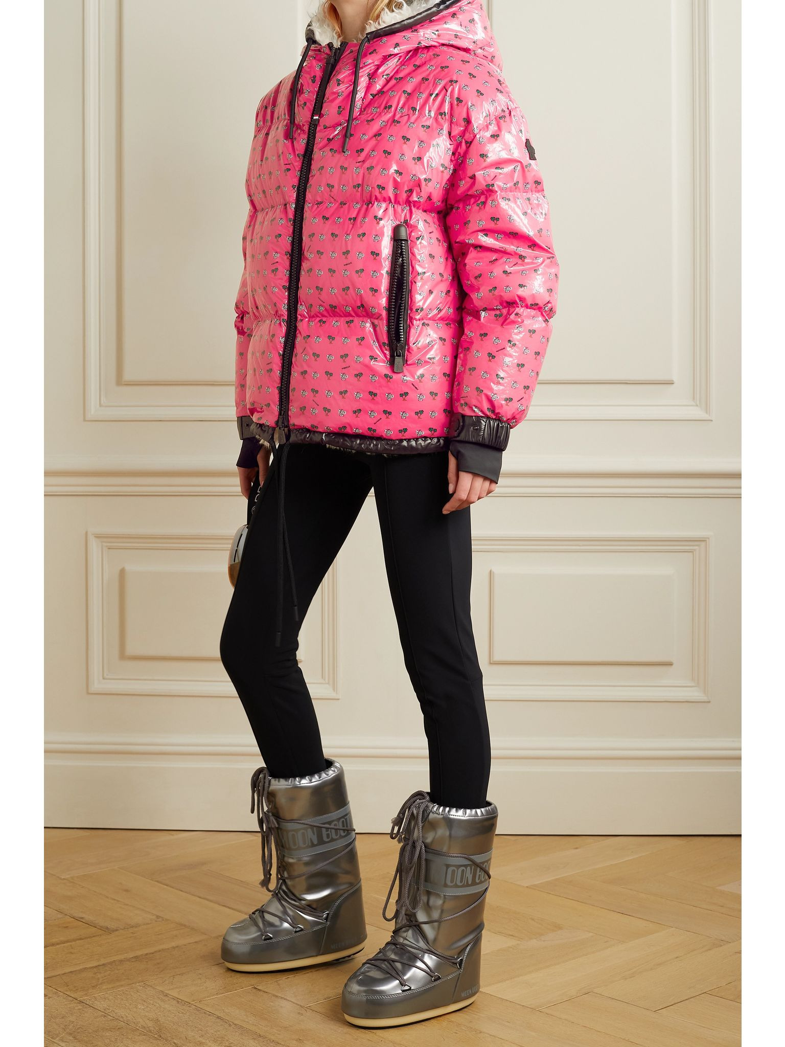 Echelle hooded printed quilted shell down jacket Pink - 2