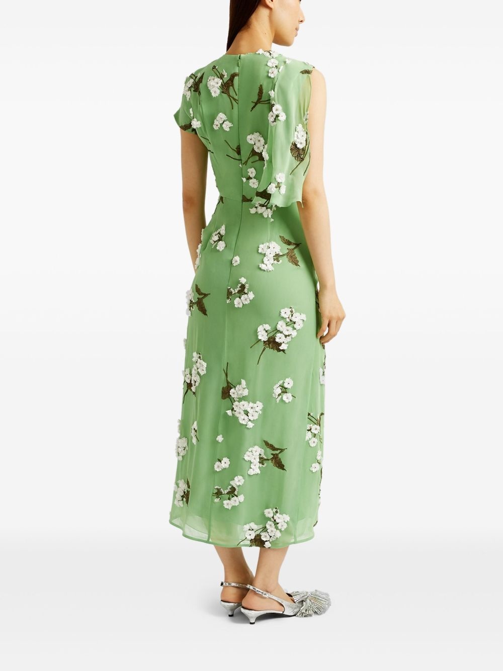embellished chiffon midi dress - 4