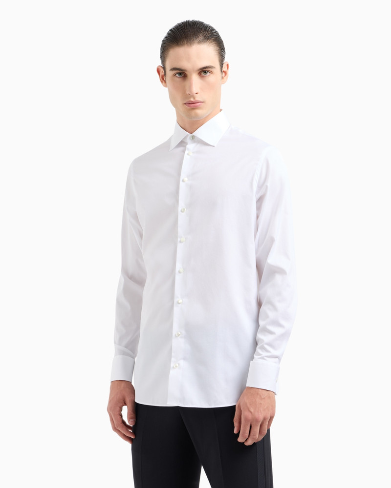 GIORGIO ARMANI Regular-fit shiny-effect cotton shirt outlook