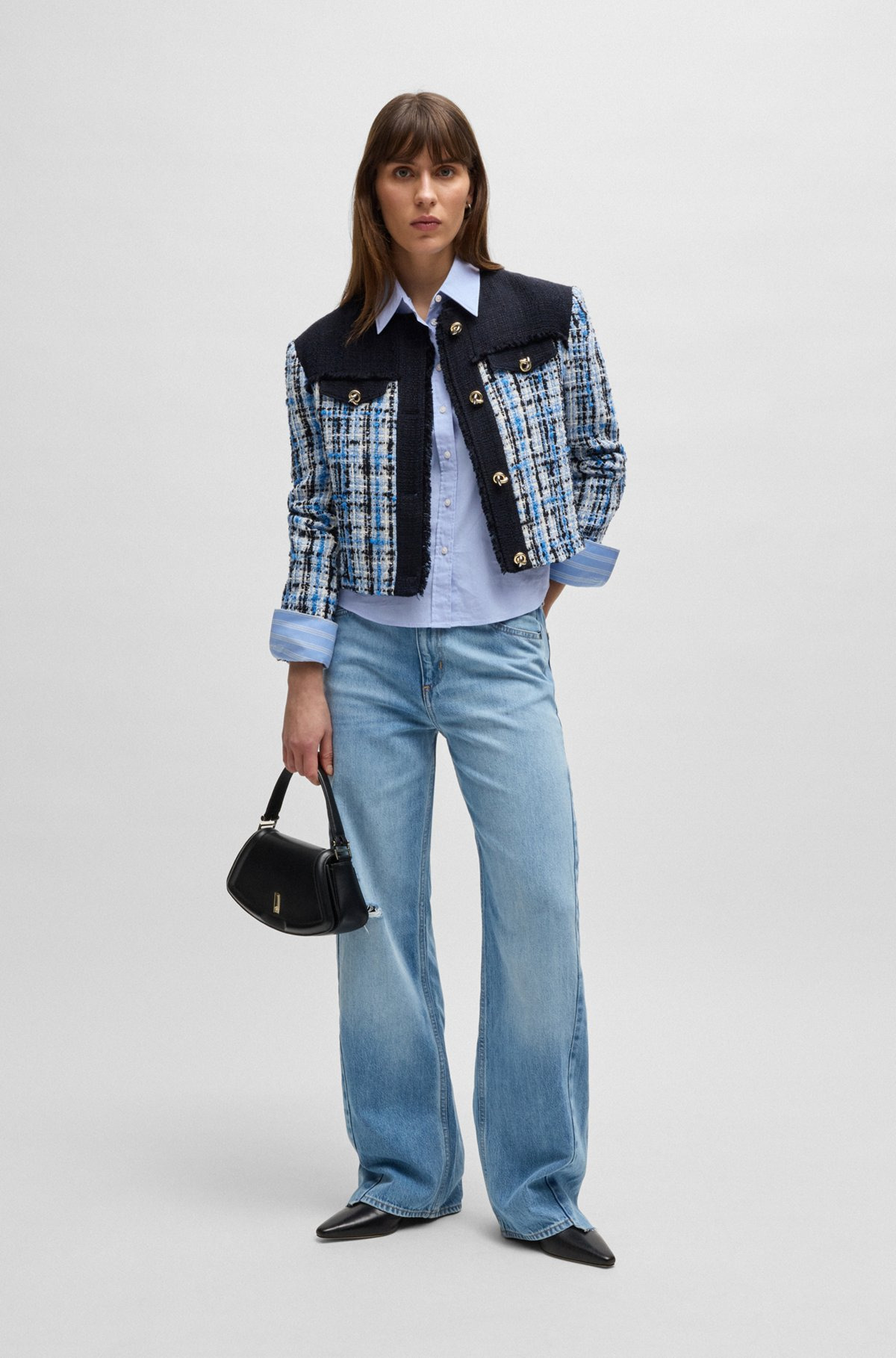 REGULAR-FIT BLOUSE IN STRIPED STRETCH COTTON - 3
