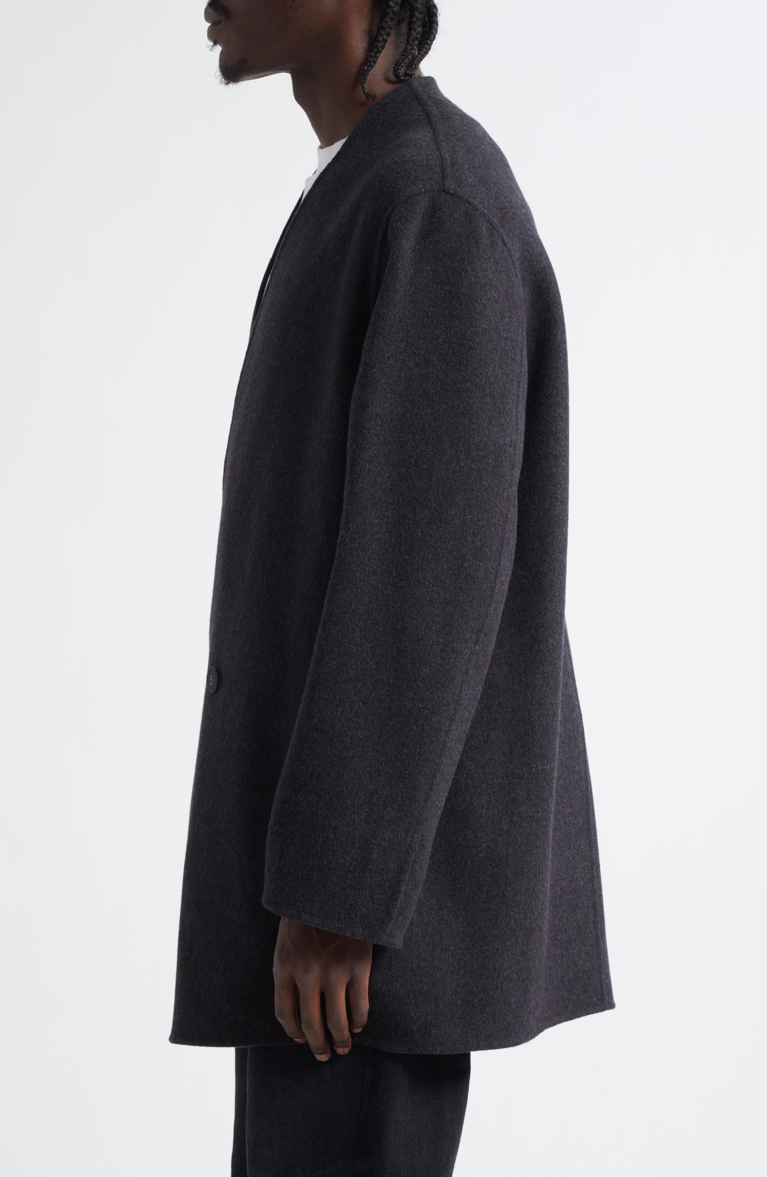 Fear of God Relaxed Lapelless Double Breasted Blazer in Charcoal at Nordstrom - 3
