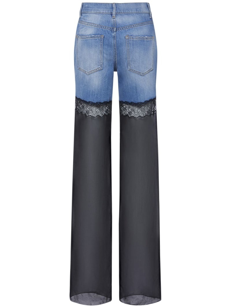 Denim & tulle straight jeans - 2