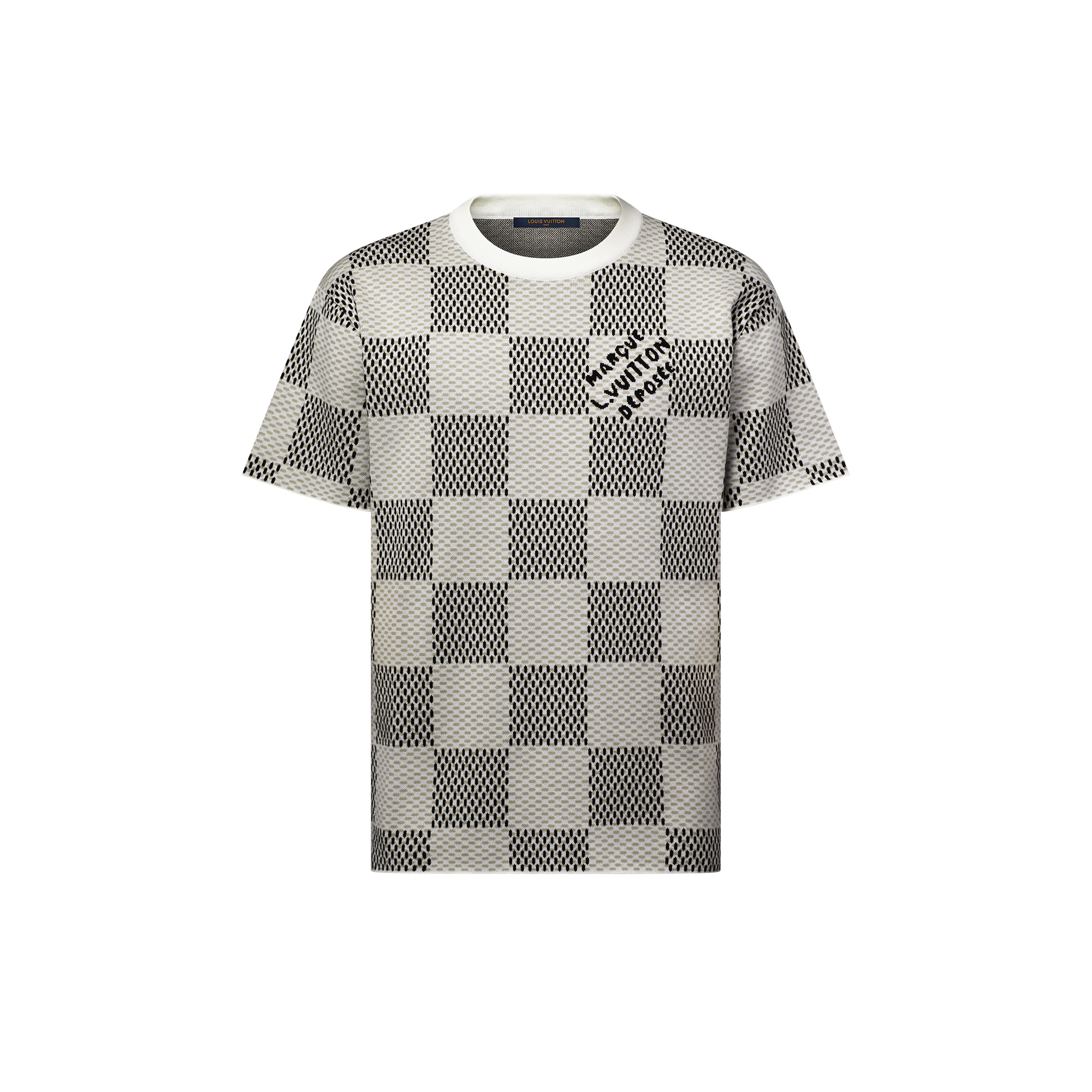 Damier Jacquard Short-Sleeved Crewneck - 1
