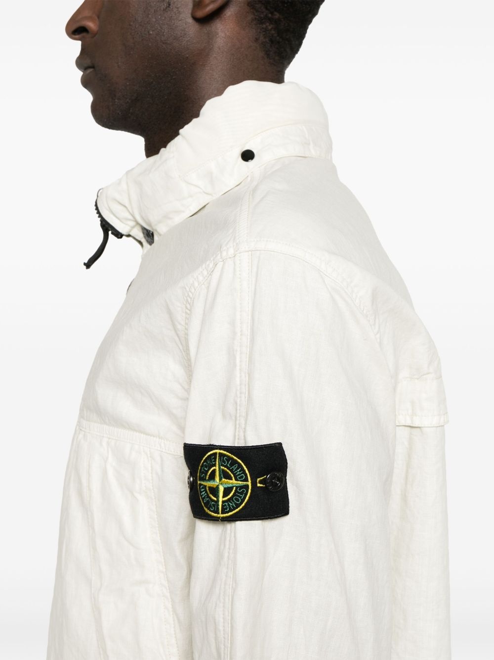 plated-ovd raw-linen jacket - 5