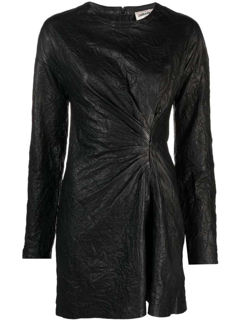 Rixina gathered leather minidress 1