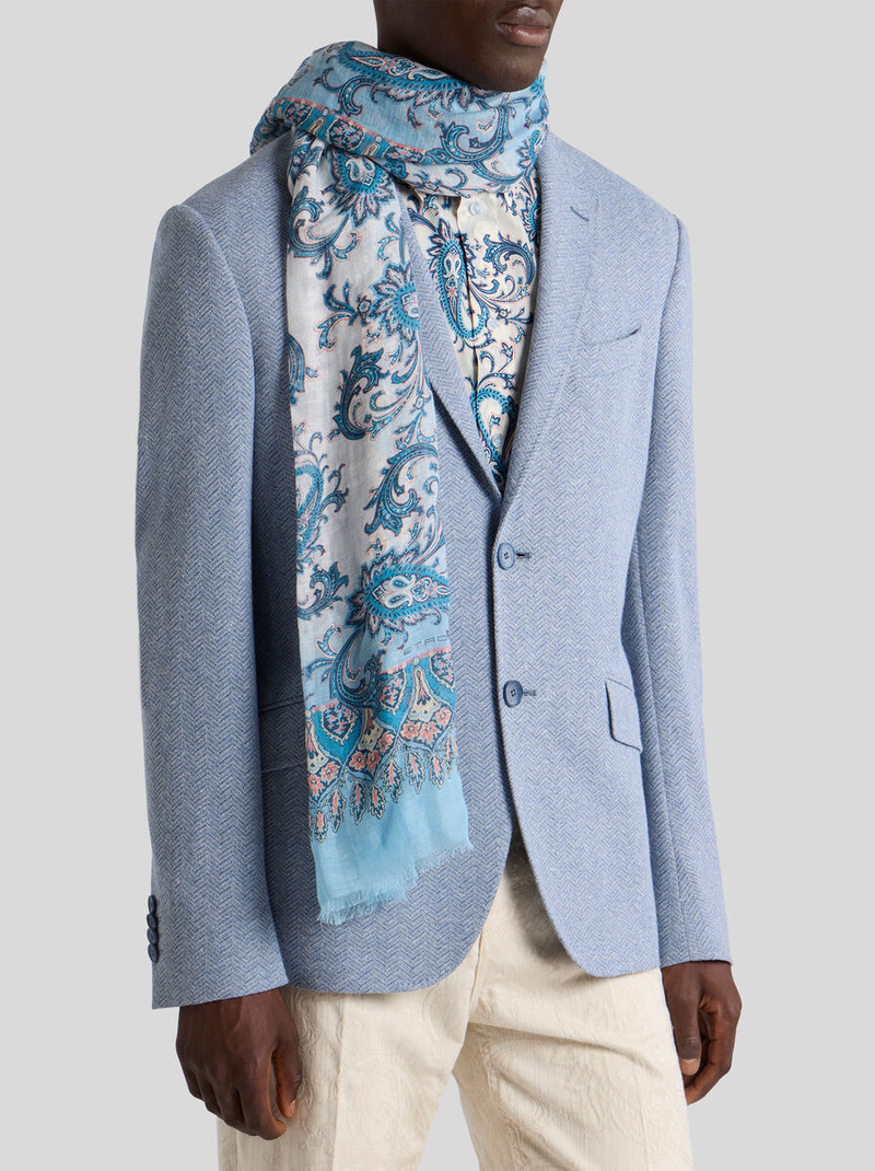 Etro LINEN-BLEND SCARF WITH FLORAL PAISLEY MOTIF outlook