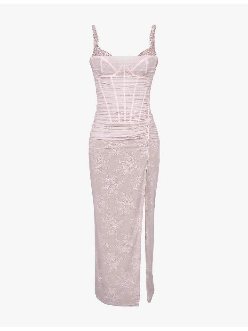Lini Corset-Bodice Stretch-Mesh Maxi Dress - 1