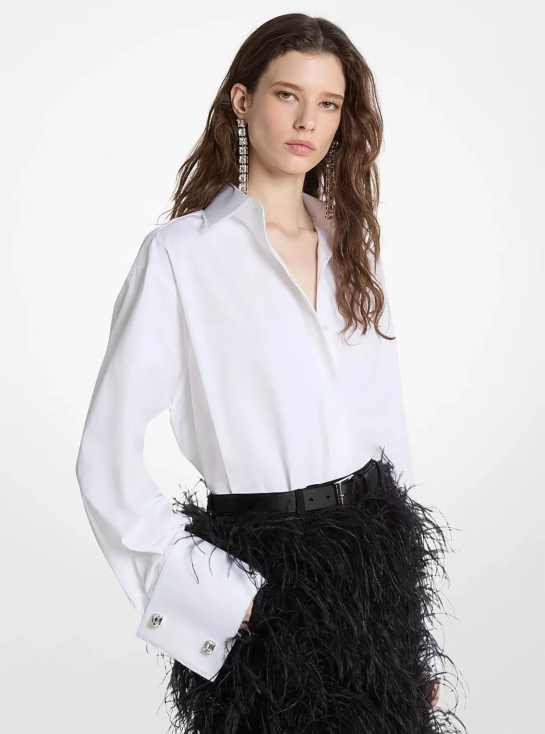 Frayed Cotton Poplin French Cuff Shirt - 1