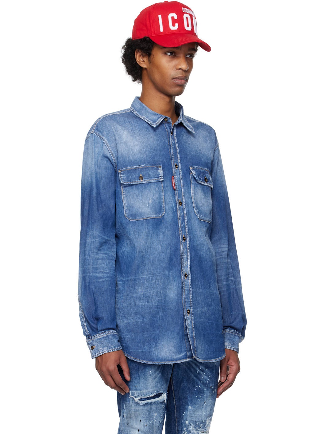 Blue Dan Worker Pocket Denim Shirt - 2