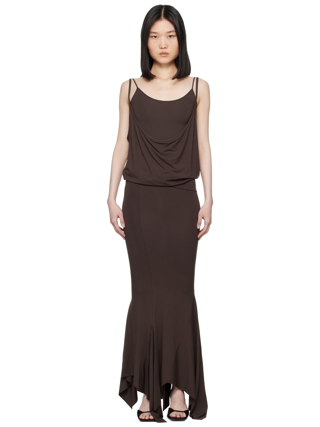 Brown Layered Midi Dress - 1