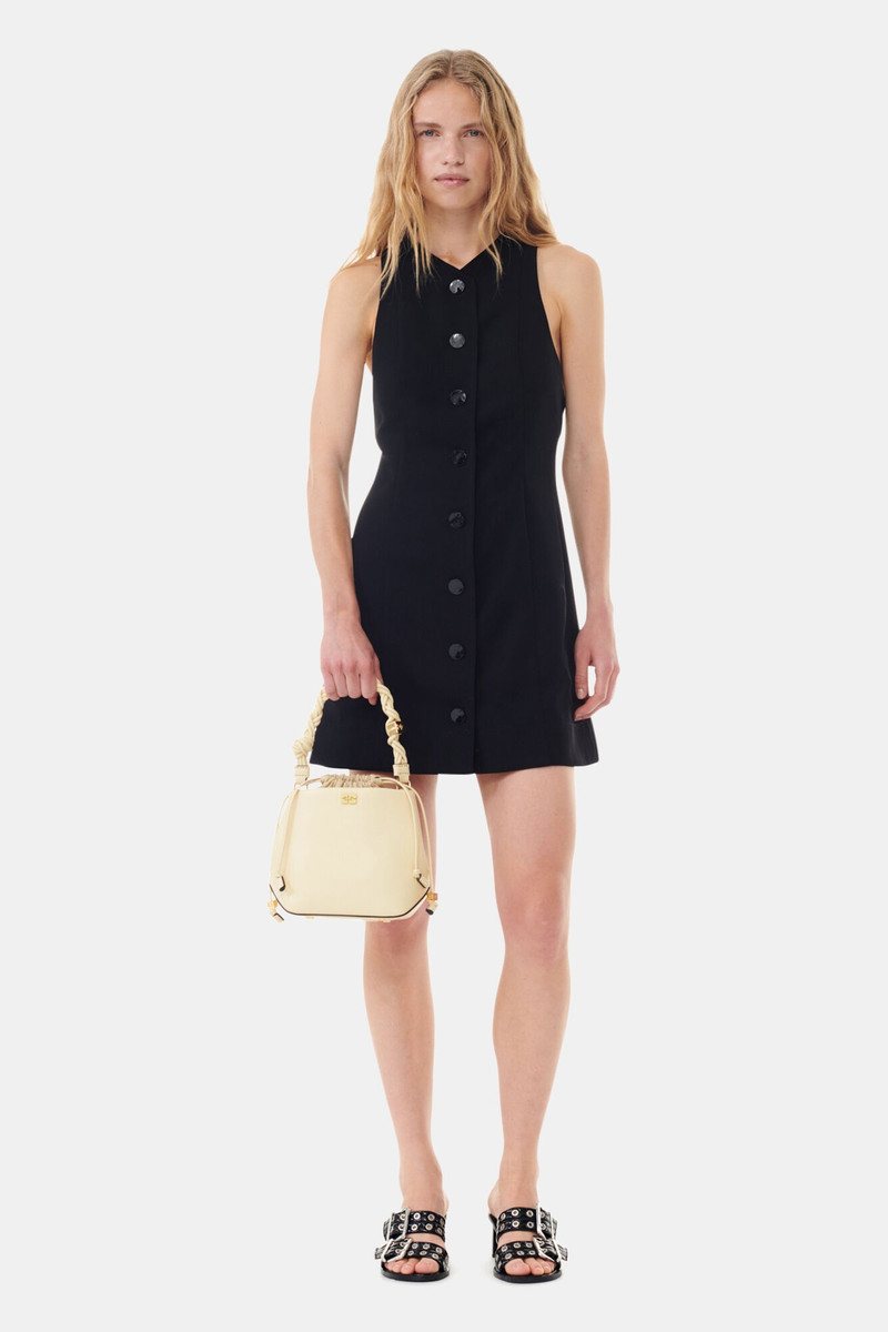 GANNI BLACK LIGHT TWILL SUITING MINI DRESS outlook