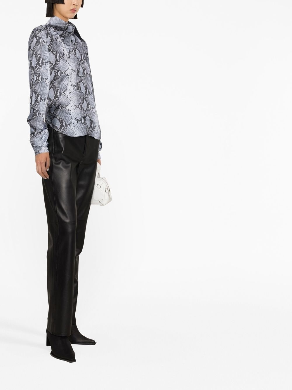 pointed-collar snakeskin-print shirt - 3