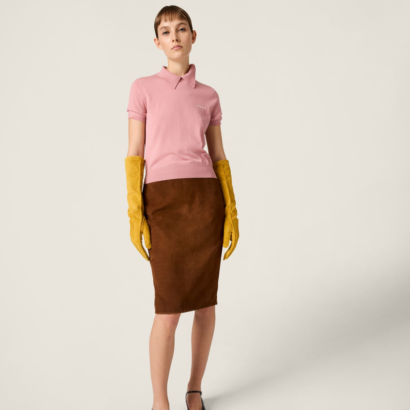 Miu Miu Silk and cashmere polo shirt outlook