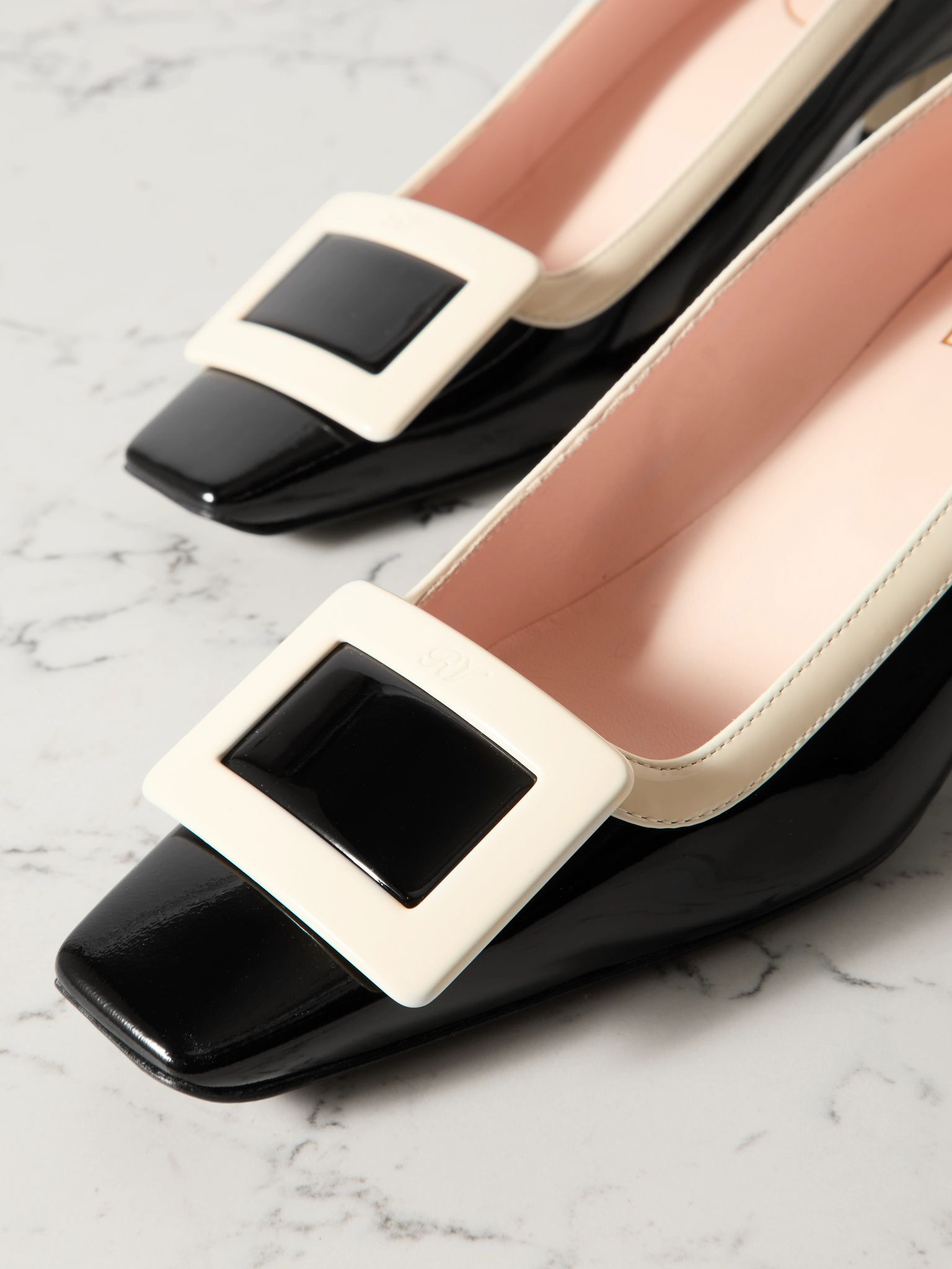 Belle Vivier 45 two-tone patent-leather pumps Black - 4
