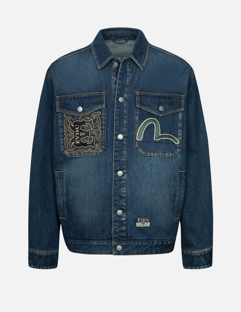 Sheridan Daicock Print and Seagull Embroidery Regular Fit Denim Shirt Jacket - 1