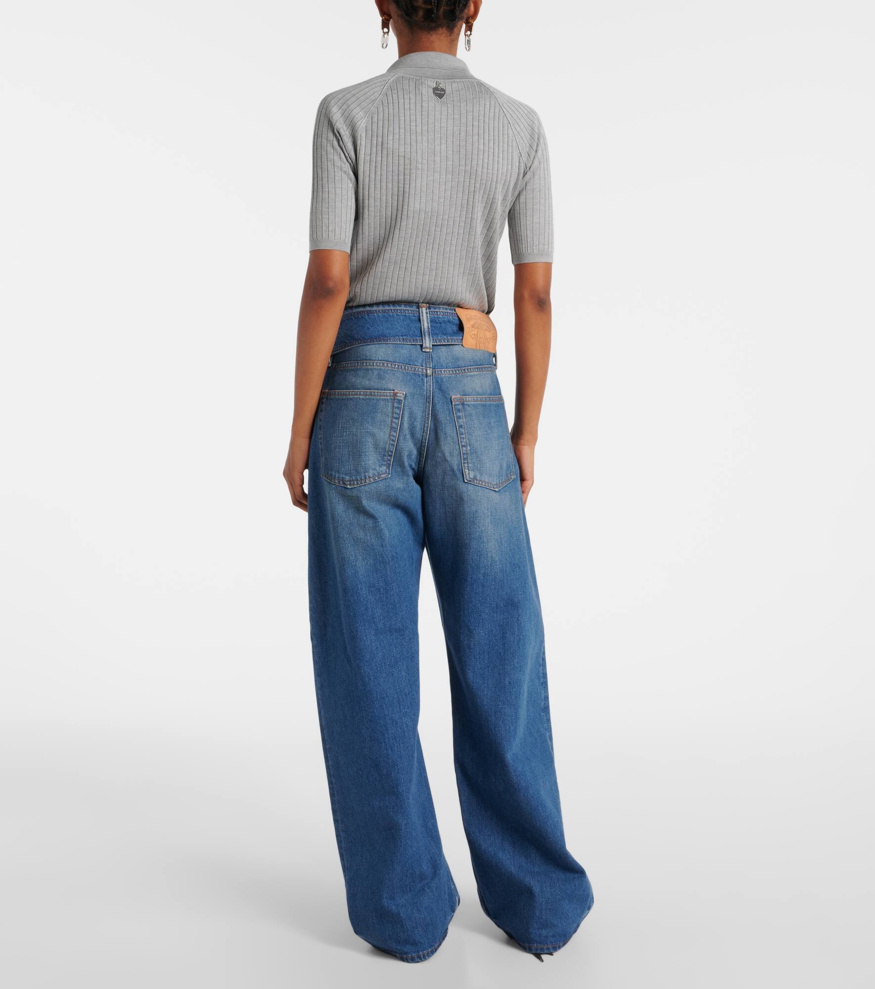 Belted low-rise wide-leg jeans - 3