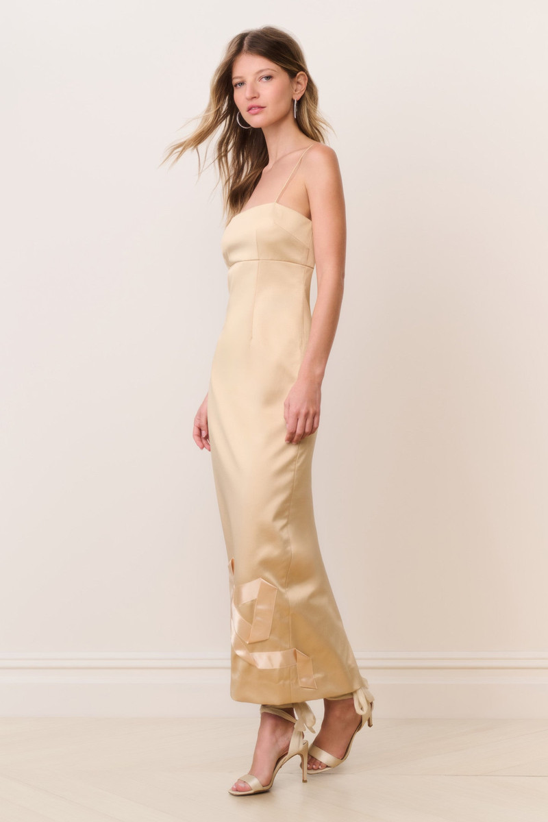 Calise Satin Bow Detail Midi Dress 3