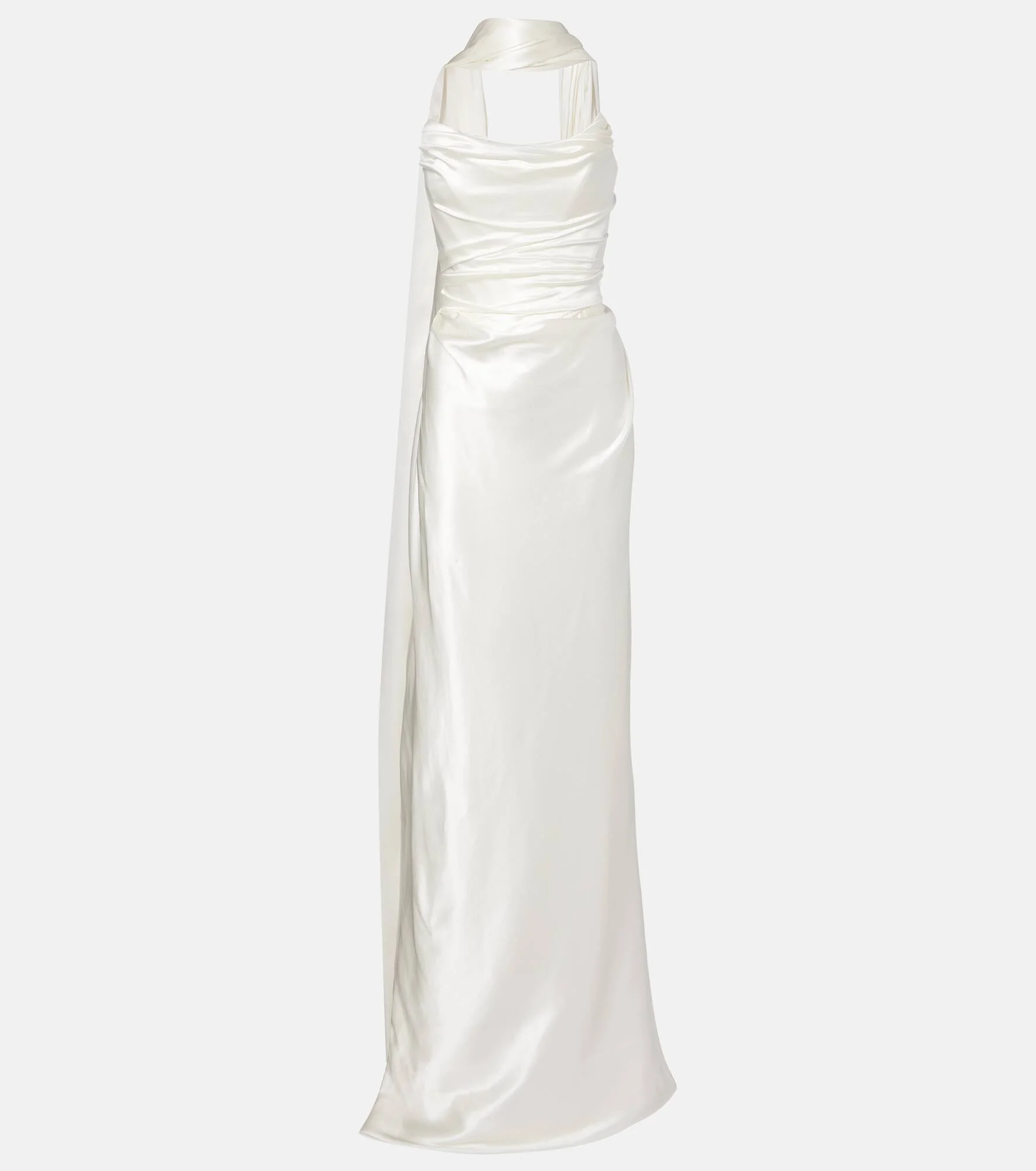 Vixen scarf-detail draped silk-blend gown - 1