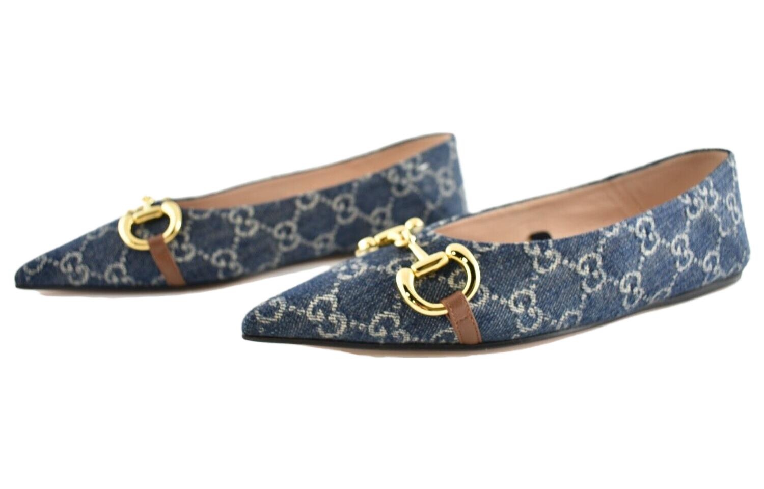 (WMNS) Gucci Denim Ballet Flat With Horsebit 'Blue' 635101-2KQ80-4462 - 3