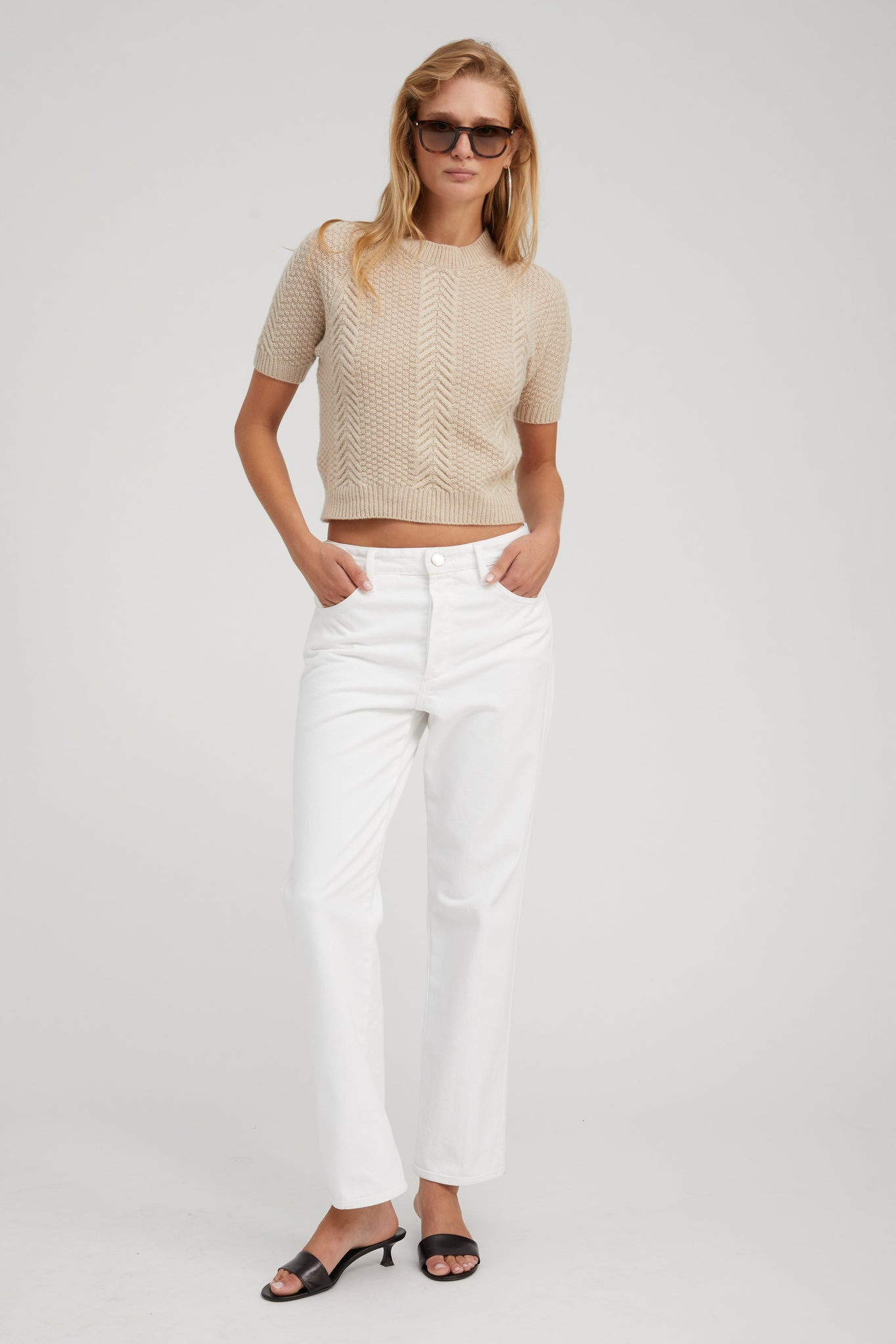OAT CASHMERE CABLE KNIT RAGLAN SWEATER - 2