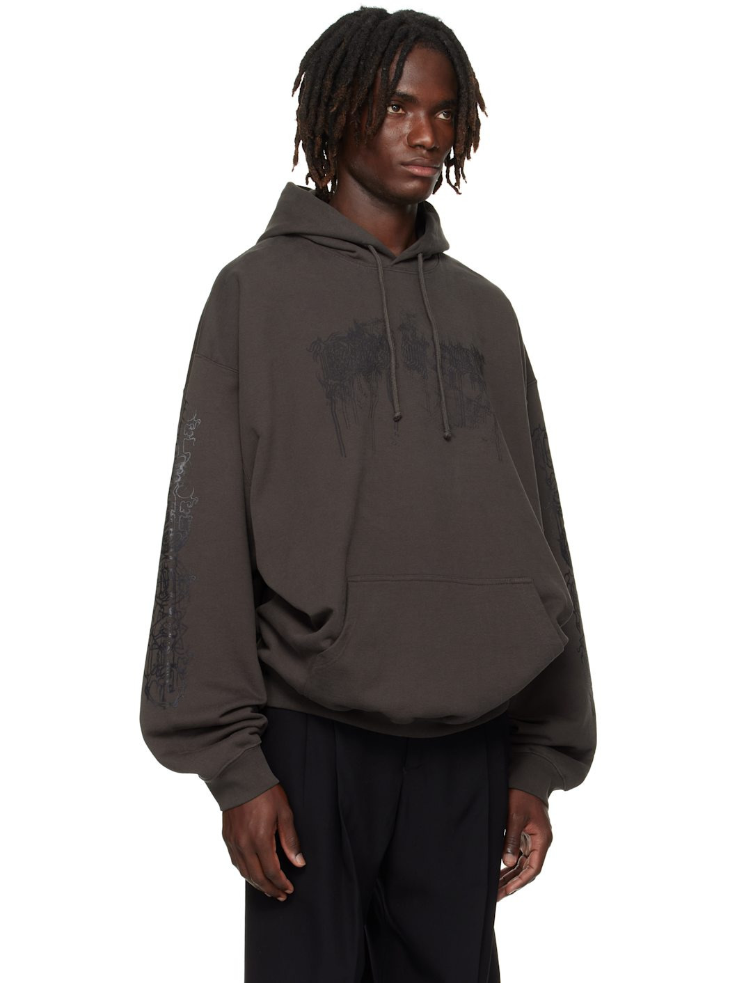 Brown Cradle of Filth Dripping Logo Oversized Hoodie - 2