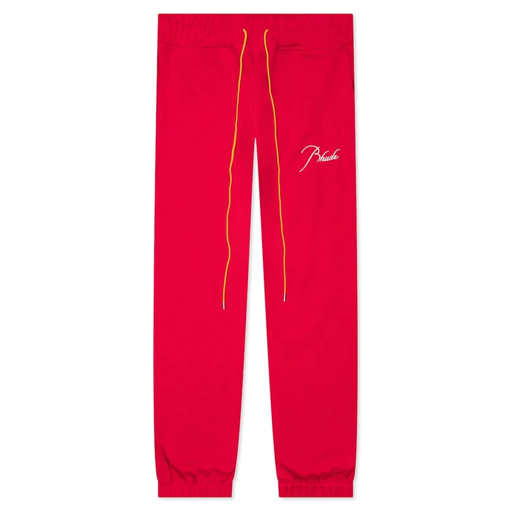 RHUDE TERRY SWEATPANT - CHERRY RED - 1
