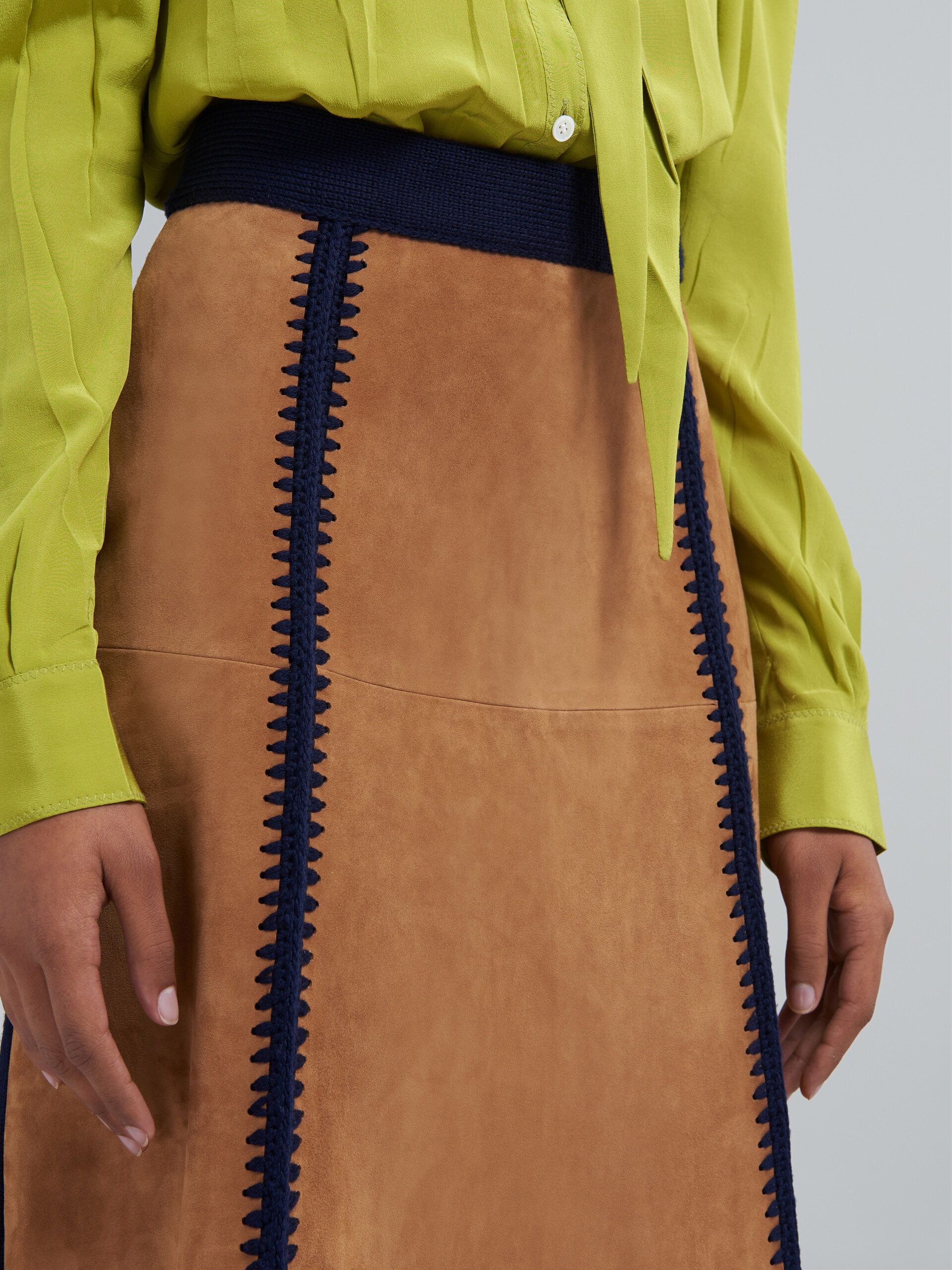 SUEDE NATURAL NAPPA KNIT SKIRT - 4