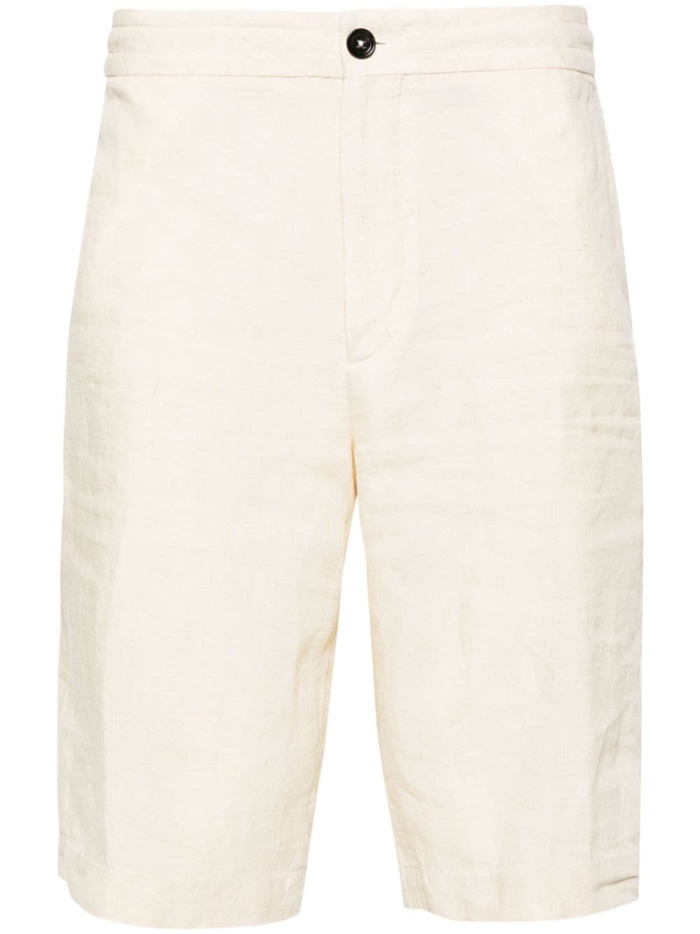 drawstring-waist linen shorts - 1