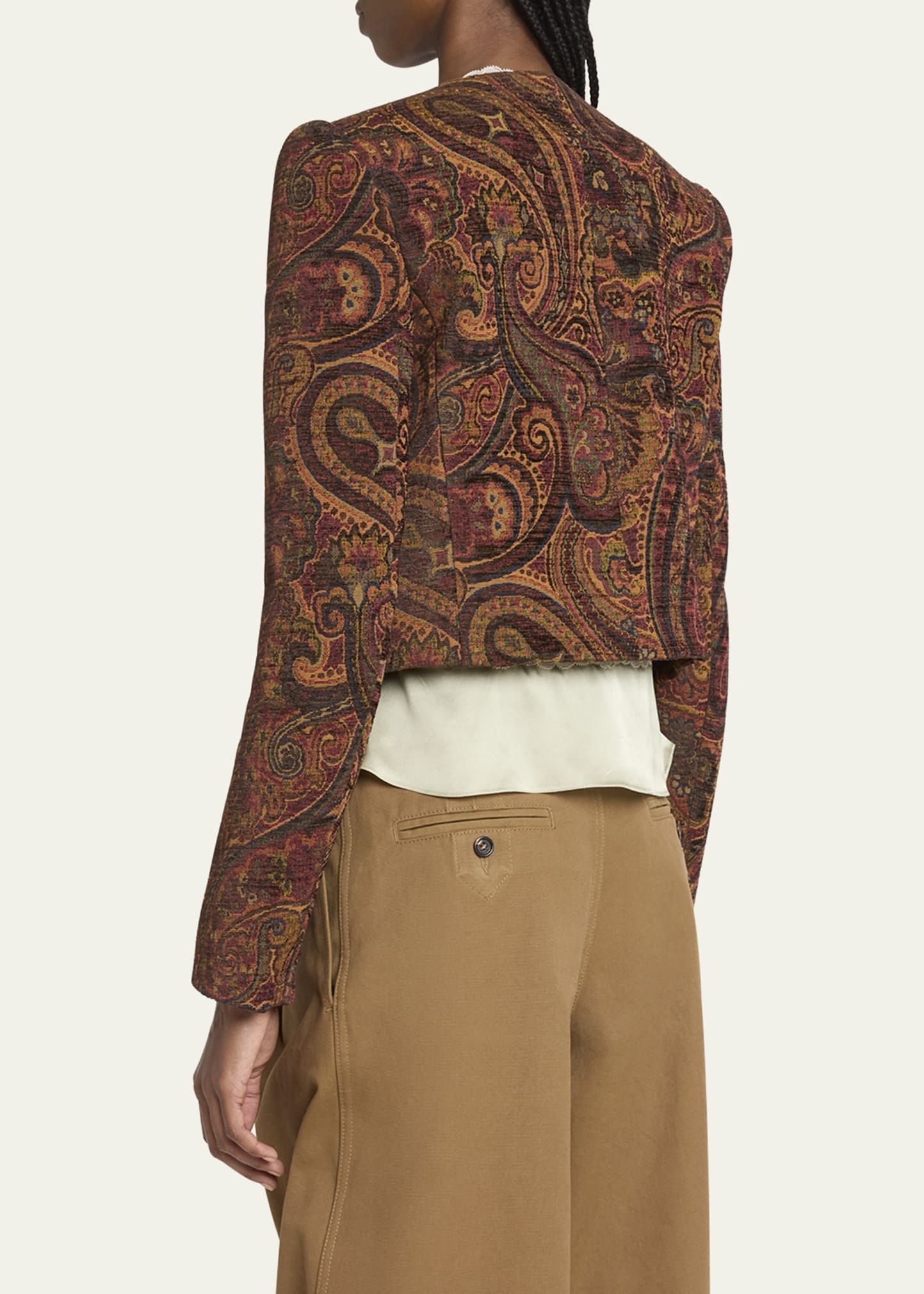 Paisley Velvet Single-Breasted Jacket - 3