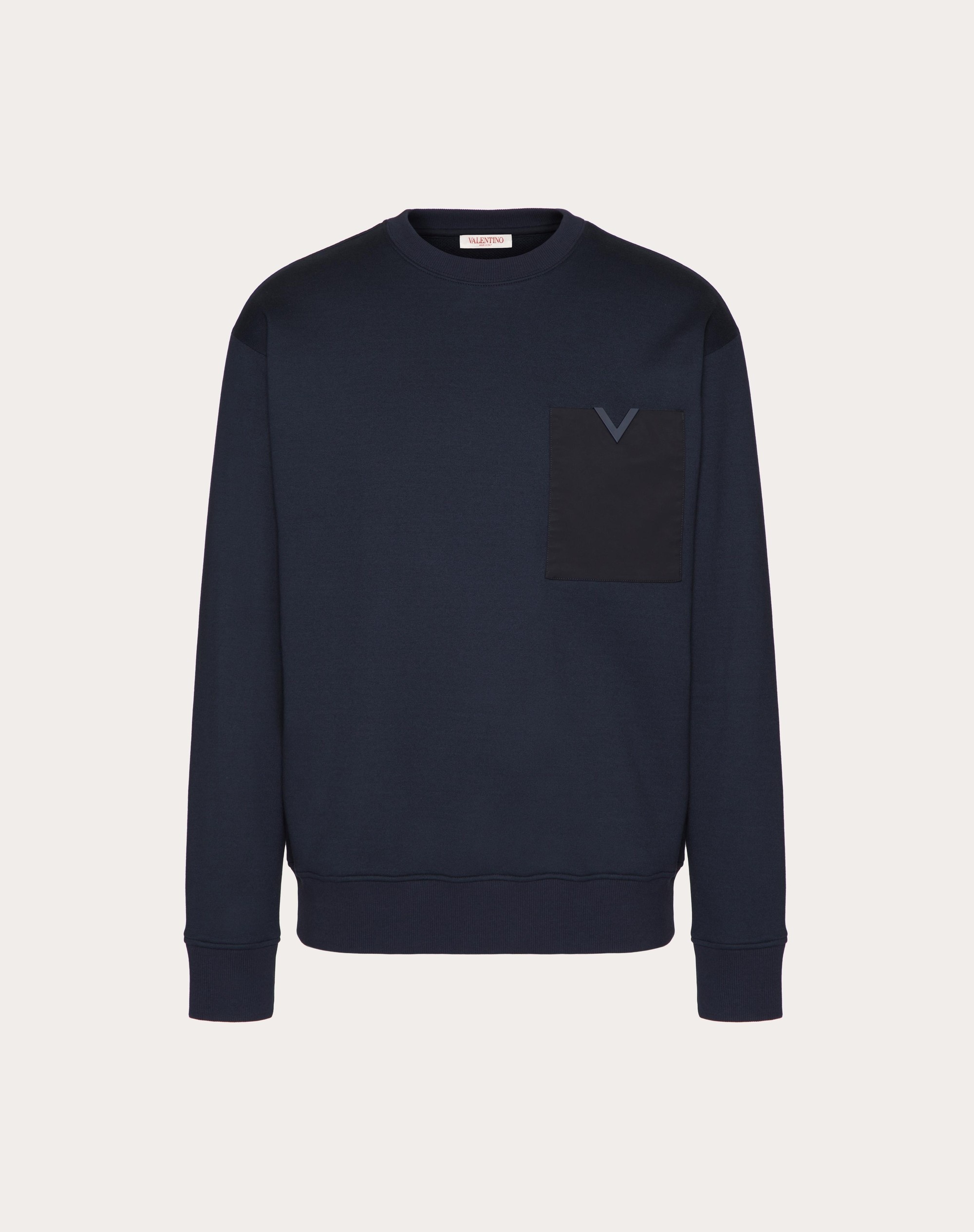 TECHNICAL COTTON CREWNECK SWEATSHIRT WITH RUBBERIZED V DETAIL - 1