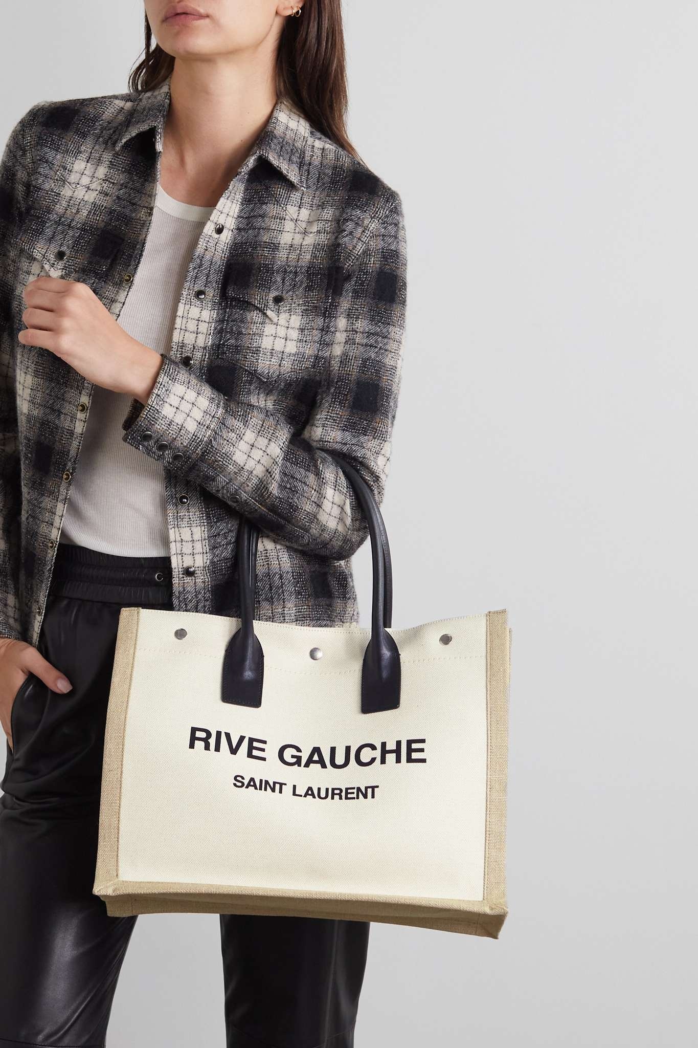 Rive Gauche leather-trimmed printed canvas tote - 2
