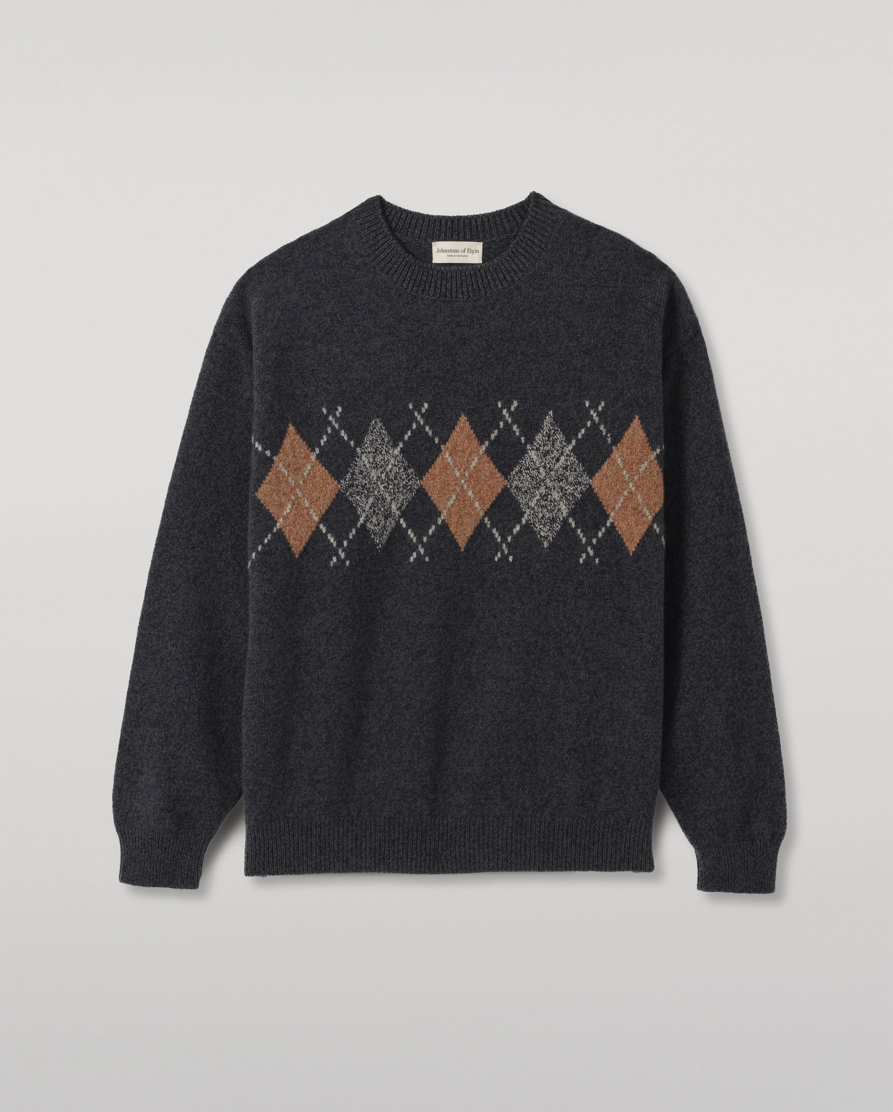 Rusky Grey Argyle Lambswool Jumper - 1