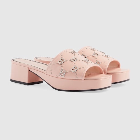 Gucci Interlocking G Studs Slide Sandals - 2