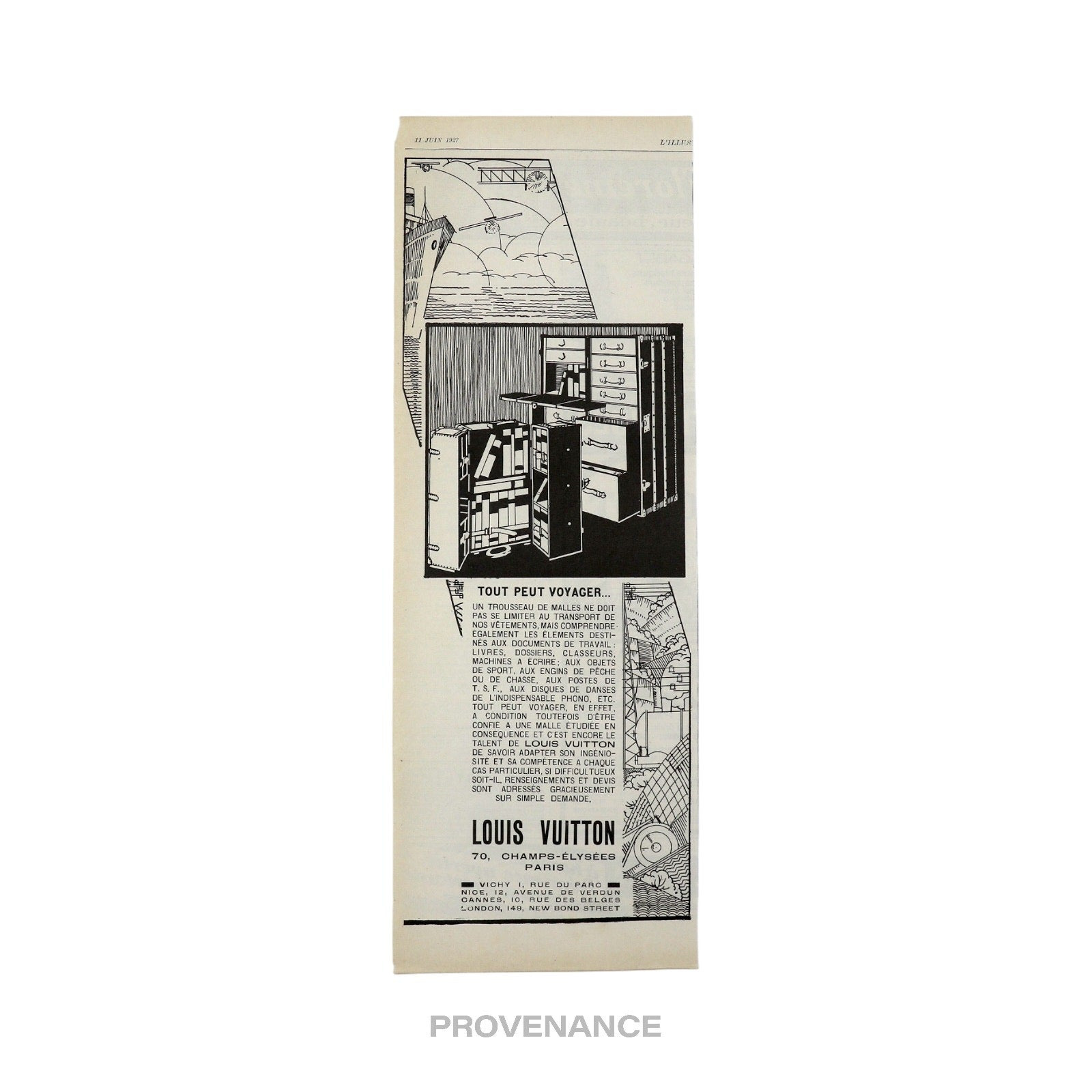 Louis Vuitton Antique Vintage Newsprint Ad - Travel Trunk - 3