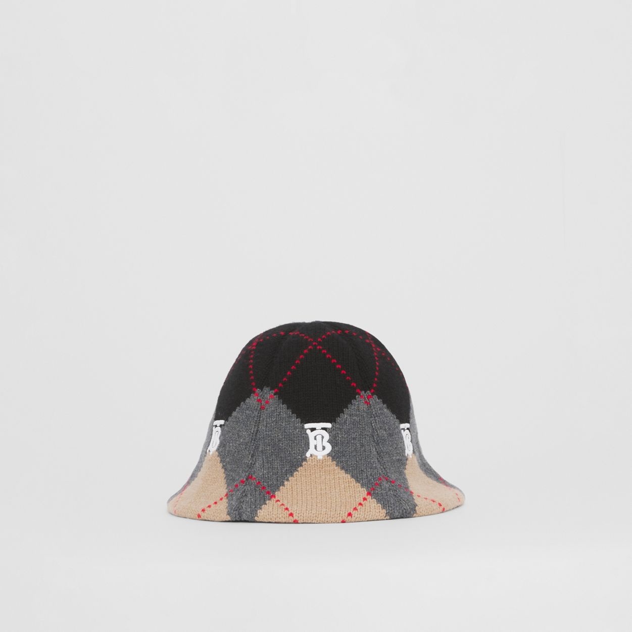 Argyle Intarsia Wool Cashmere Bucket Hat - 1