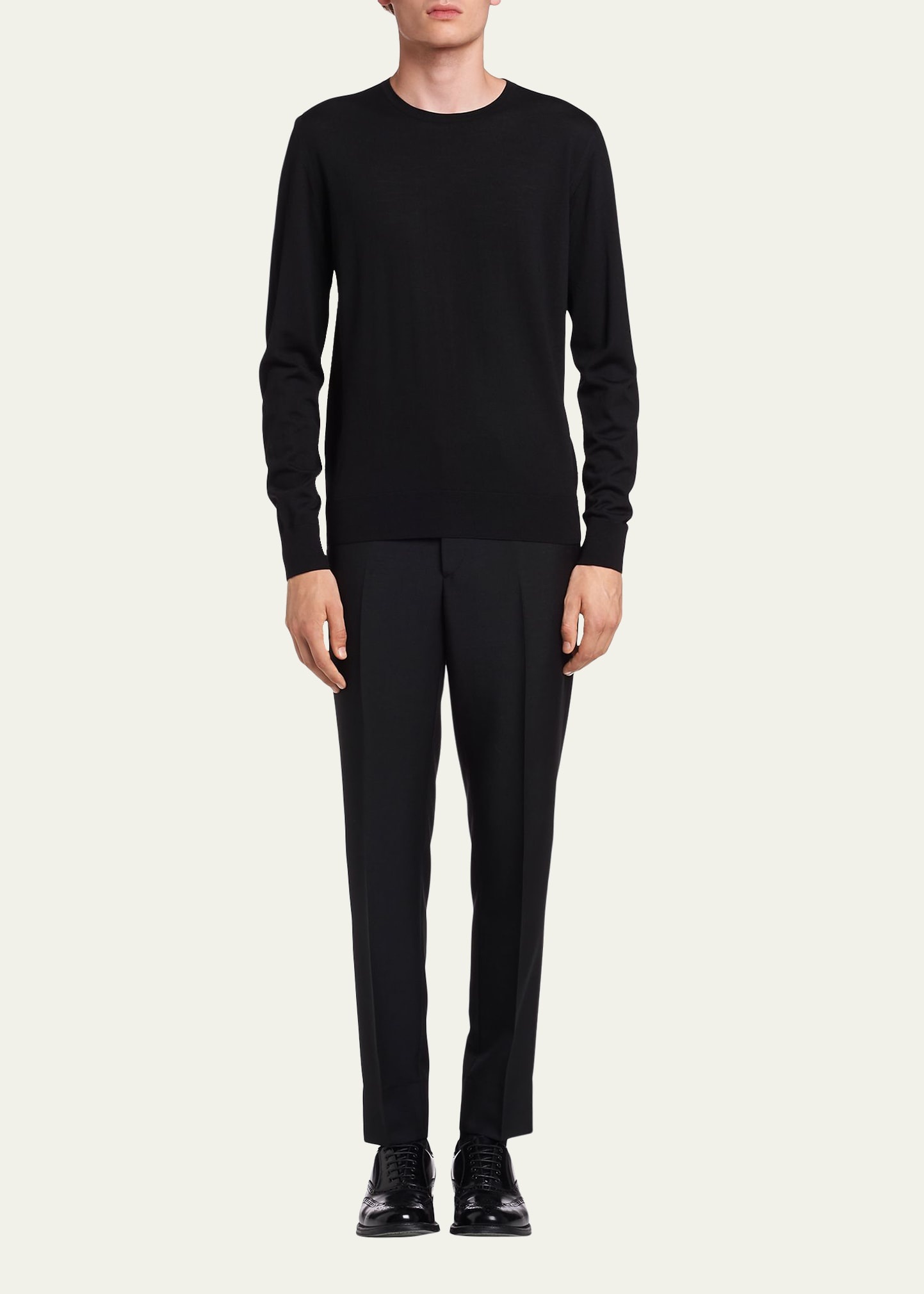 Men's Worsted Wool Crewneck Sweater - 2