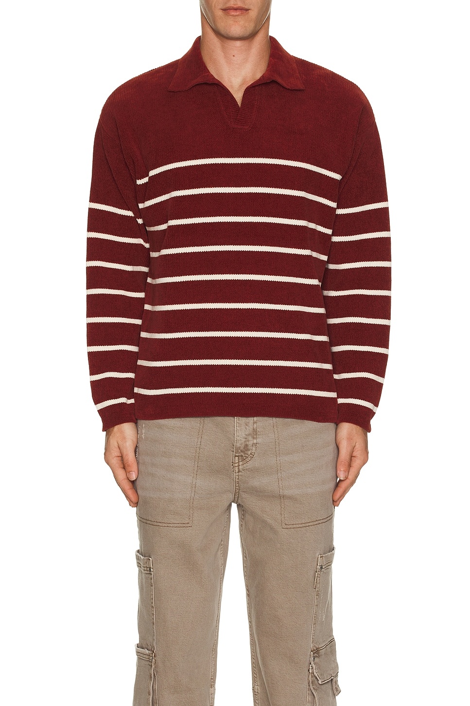 Mole Yarn Stripe Skipper Knit Polo - 3